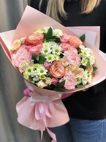 Букет цветов из: Гвоздики, Розы и Хризантемы в Куминский